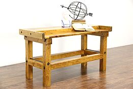 Maple Antique Carpenter Workbench, Kitchen Island Counter, Wine Tasting Table