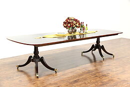 Baker Collector Edition Signed Vintage Mahogany Banded Dining Table, 3 Leaves