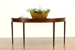 Kittinger Signed Demilune Half Round Banded Mahogany Hall Console Table #30232