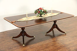 Mahogany Banded Tilt Top 1920's English Dining Table Extends 7'  5"