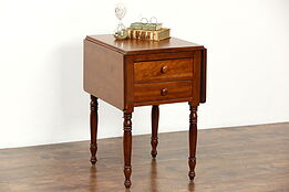 Cherry Dropleaf 1830's Antique Pembroke Lamp Table or Nightstand
