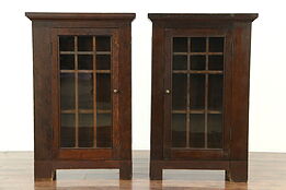 Pair of 1900 Antique Pine Architectural Salvage Craftsman Bookcases All Original
