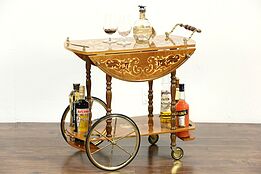 Italian Marquetry Vintage Dessert or Tea Cart, Beverage Trolley
