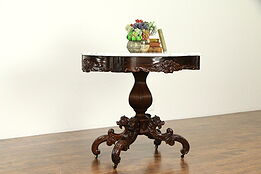 Victorian Antique Rosewood Lamp or Hall Table, Marble, Carved Dragons #31650