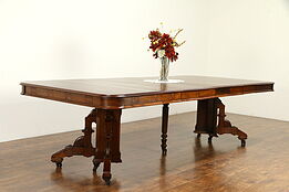 Victorian Eastlake Antique Walnut Dining Table, 6 Leaves, 110" Long #31846
