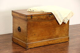 Country Pine 1870 Antique Trunk or Blanket Chest, Hand Cut Dovetail Joints