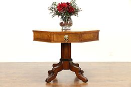Octagonal Vintage Hall Center or Lamp Marquetry Table, Signed Baker #31558