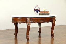 Victorian Design Vintage Carved Mahogany Coffee Table, Marble Top #31572