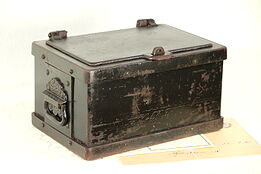Victorian 1850's Antique Iron Railroad Strong Box, Treasure Chest or Safe #29683