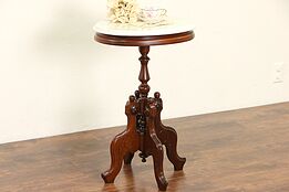 Victorian 1875 Antique Oval Marble Top Parlor or Chair Side Table