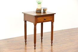 Walnut 1840 Antique Nightstand, Lamp or End Table, Octagonal Legs