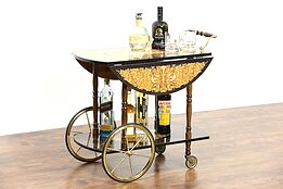 Italian Marquetry Vintage Tea or Dessert Cart, Beverage Trolley, Chariot Motif