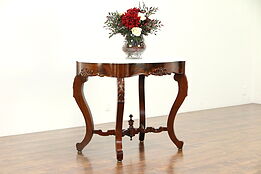Victorian Antique Carved Mahogany Marble Turtle Top Lamp or Hall Table #30469