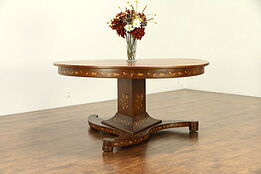 Dutch Antique Inlaid Marquetry Hall Center, Breakfast or Dining Table #30720
