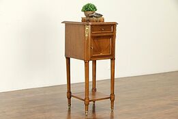 French Antique Mahogany Marble Top Nightstand or End Table #31813