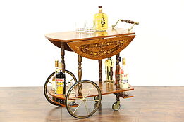 Italian Rosewood Marquetry Vintage Tea or Dessert Cart, Beverage Trolley