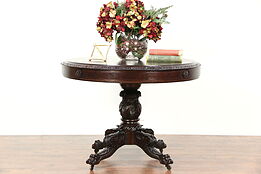 Lamp or Center Table, Antique 1830 Acanthus & Paw Foot Base, 1910 Top