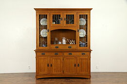 Craftsman Style Sideboard & China Cabinet, Leaded Glass, Penns Creek #31311