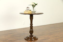 Italian Vintage Round Inlaid Marquetry Walnut Tea or Lamp Table #31697