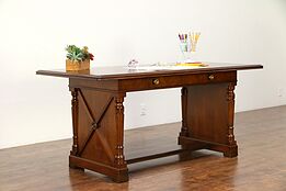 Traditional Walnut Antique Library or Conference Table or Desk, Murray #30644