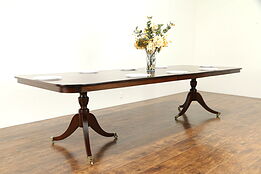 Traditional Mahogany English Antique Dining Table, Opens 10 1/2' #31106