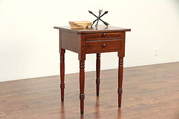 Cherry Antique 1820 Sheraton Lamp Table, Nightstand, Jewelry Drawer, Ohio #29837