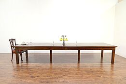 Oak Quarter Sawn Craftsman Antique 14' Conference, Library, Dining Table #30242