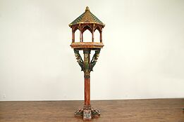 Thai Temple Salvage Hand Carved & Painted Offering Stand or Pedestal  #31922