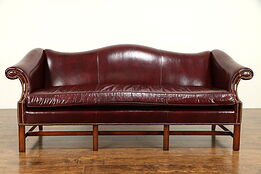 Traditional Vintage Leather Sofa, Nail Head Trim, Highland by Hickory #31485