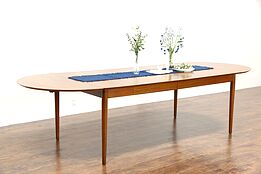 Midcentury Danish Modern Vintage Teak Dining Table, Extends 9 1/2' Signed Sibast