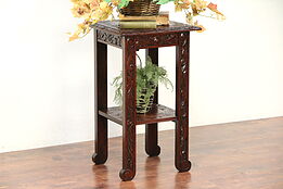 Carved Oak Antique Lamp Table, Plant Stand or Sculpture Pedestal #29746