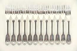 Set of 12 Cake or Seafood Forks Kings or Fiddle Pattern, Atkin England #29301