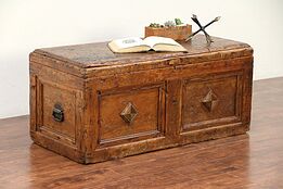 Country Pine Antique Primitive Carpenter Tool Chest, Trunk, Coffee Table  #29529