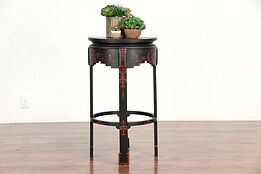 Chinese Hand Painted Lacquer Antique Lamp Table or Nightstand #30065