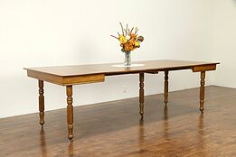 Square 42"  Oak Antique Dining Table, 5 Leaves, Extends 8' 5" #31969
