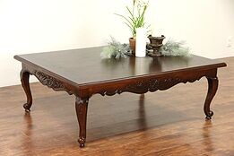 Country French Vintage Hand Carved Ash & Oak Coffee Table