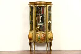 French 1895 Antique Vernis Martin Bombe Vitrine or Curio Display Cabinet