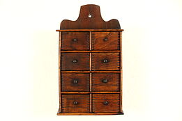 Hanging Oak 1890's Antique Spice Box Cabinet, 8 Drawers