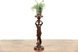 Carved 1920's Antique Classical Male Statue Mounted as Plant Stand or Pedestal