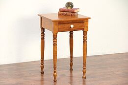 Sheraton Antique Curly Tiger Maple Lamp or End Table, Nightstand, Ohio #29764