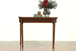 Console Table opens to Game Table, Antique Mahogany Inlaid Banding, England