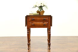 Pembroke Dropleaf Curly Tiger Maple Antique Lamp Table or Nightstand #31061