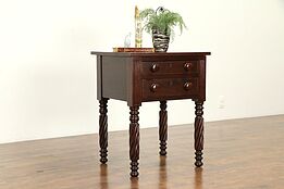 Empire Cherry Antique 1825 Nightstand or Lamp Table, Spiral Legs #31617