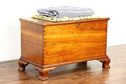 Cherry Antique 1825 New England Trunk Blanket Chest, Hand Cut Dovetail Corners