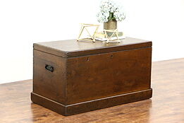 Immigrant Trunk, Antique 1870 Blanket Chest or Coffee Table, Original Stenciling