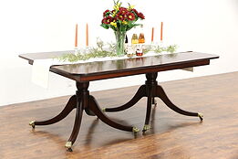 Georgian Design 1860 Antique Mahogany Dining Table, 7 Leaves, Extends 13' 9"