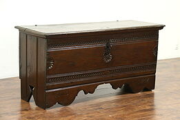 Cassone Italian 1747 Dated Antique Oak Marriage Chest or Dowry Trunk #28789