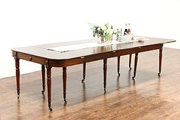 English 1860 Antique Mahogany Console, Opens to 10' Dining Table, Wilkinson