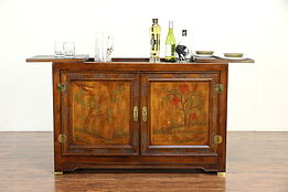 Chinese Carved Vintage Sideboard, Server or Bar Cabinet, Signed Bernhardt #30105