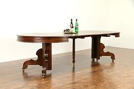 Victorian Antique Round Walnut Dining Table, Extends 10' #31313